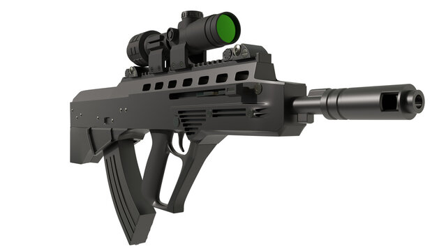 Vulcan-M (Maluk) assault rifle. On a transparent background. 3D illustration
