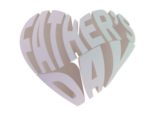 Happy fathers day in a heart shape on a white background - modern typography design