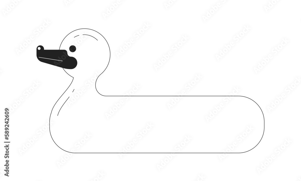 Poster duck inflatable ring for swimming pool monochrome flat vector object. editable black and white icon.