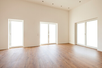 Fototapeta na wymiar empty room in residential home with open windows