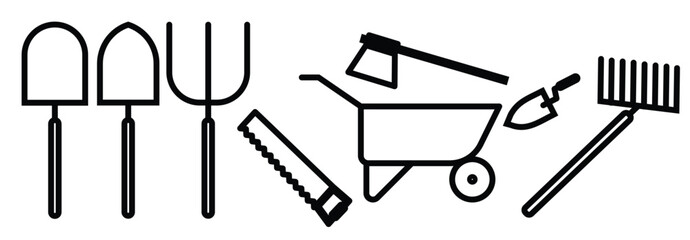 Flower and gardening icon set illustration. Agribusiness set. Flower and Gardening elements - minimal thin line web icon set. Outline icons collection. Simple vector illustration. Garden Farming Tool.