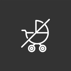 No stroller icon, stroller forbidden, editable stroke, line style