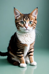 Obraz premium Portrait of a adorable cat, funny and cute face closeup, isolated on beautiful bokeh background, created with generative ai