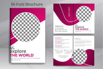 Travel Flyer Design Template, Tour Flyer, Tourism Color A4 Print Ready Bi Fold Brochure Design