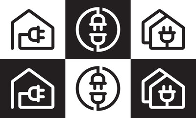 home electric logo. simple creative house energy design icon vector