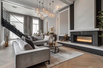 Living room in luxury home | Design Scandinavian interior of living room | luxury living room interior and decoration | modern living room | beautiful apartment, interior, Generative AI