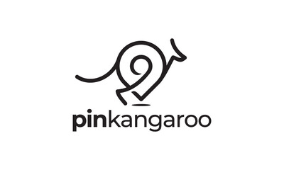 location kangaroo logo. modern minimalist linear design vector