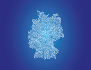 IT-Landkarte von Deutschland auf blauem Hintergrund