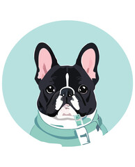 Bulldog face, isolated vector illustration for kids