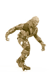 reptilian officer walking in white background