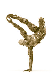 reptilian officer doing a street dance in white background