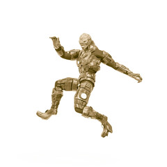 reptilian officer jumping in white background