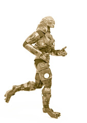 reptilian officer jogging in white background