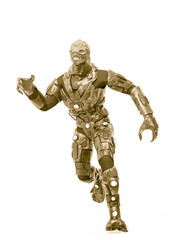 reptilian officer running in white background