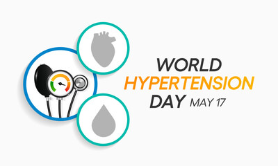 Obraz premium World Hypertension day is observed every year on May 17th. High blood pressure, also called hypertension, is blood pressure that is higher than normal. Vector illustration.