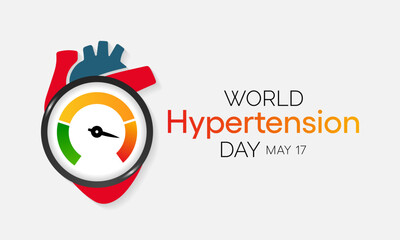 World Hypertension day is observed every year on May 17th. High blood pressure, also called hypertension, is blood pressure that is higher than normal. Vector illustration.
