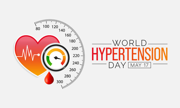 World Hypertension day is observed every year on May 17th. High blood pressure, also called hypertension, is blood pressure that is higher than normal. Vector illustration.