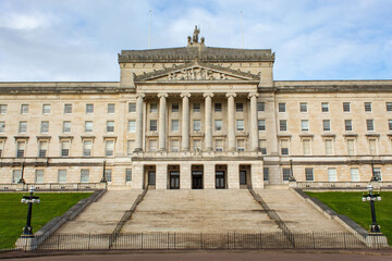 Fototapeta na wymiar Designed by Arnold Thornely, and opened in 1932 by Edward, Prince of Wales, Stormont Buildings is home to the Northern Ireland Government