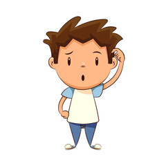 Child scratching head