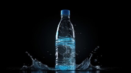 bottle of water isolated on dark background