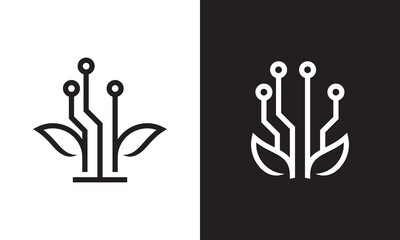 tree tech logo. creative nature digital connect icon vector design.