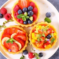 appetizing of berries fruits tart dessert assorted