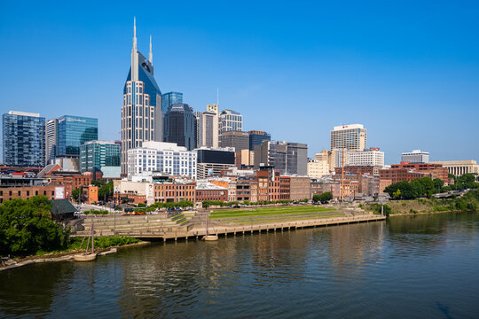 Downtown riverfront skyline in Nashville, Tennessee
