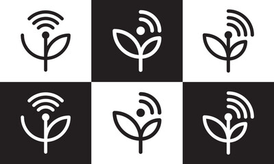 Fototapeta na wymiar signal with plant logo. technology connection symbol icon design