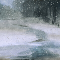 Background with winter landscape