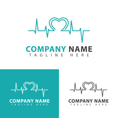 Line style heart rate design template. Medical health icon. Vector illustration