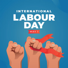 international labour day vector illustration. labour day flat illustration. labour day with hand vector illustration. hand fight illustration.