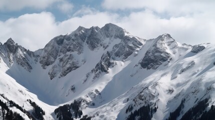Fototapeta na wymiar Alpine Majesty: Up-close View of the Jagged Peaks and Rugged Terrain