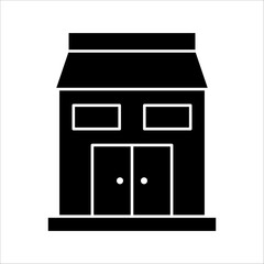 shop icon, or logo, symbol vector illustration, sign isolated - Vector icon collection, black white style, high quality.