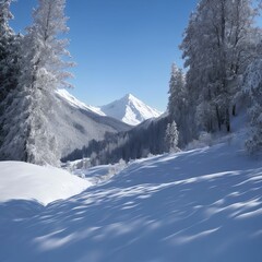 Fototapeta premium landscape view of Snow Covered big Mountains, generative art by A.I.