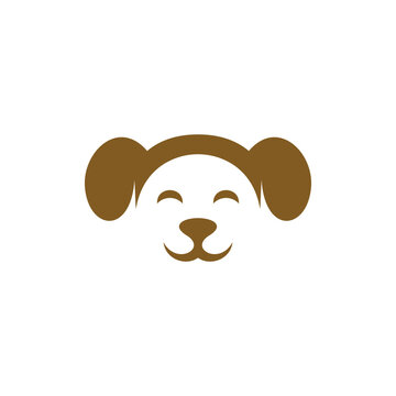 Happy funny dog face creative logo