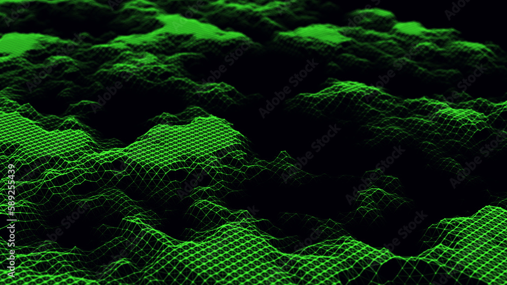 Poster abstract grid landscape background. futuristic retro texture of mountains wave. for website and bann