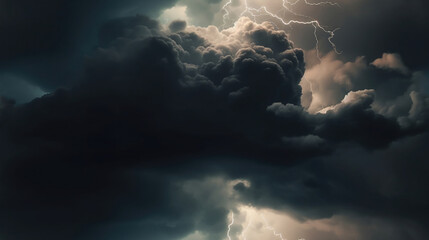 Obraz premium Nahtloses Muster, wiederholend - Sturm, Gewitter, Blitze und dunkle Wolken