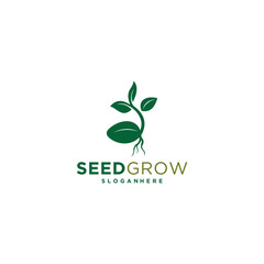 seed grow logo template in white background