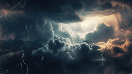 Nahtloses Muster, wiederholend - Sturm, Gewitter, Blitze und dunkle Wolken