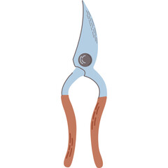 Secateurs, garden scissors. Hand drawn vector illustration.