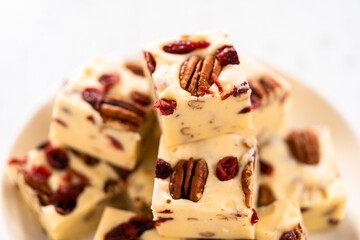 Homemade White Chocolate Cranberry Pecan Fudge