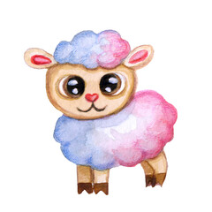Obraz premium Watercolor cute sheep .