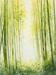 Obraz na płótnie Canvas Watercolor bamboo forest