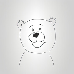 Pencil Sketch of a Happy Bear Face: Minimalist Silhouette Illustration in Line Art Created Using Generative Ai