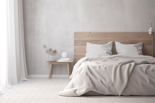 Modern bedroom Interior | Loft and modern bedroom in white / 3D render image | Beautiful Furnished Bedroom in New Luxury Home | Bedroom interior. 3d render, Generative AI