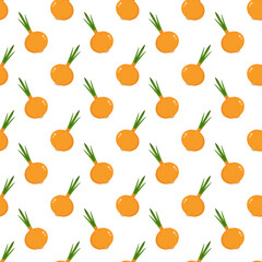 Seamless pattern onion on a white background.