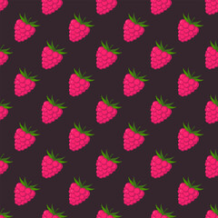 Seamless pattern raspberries vector illustration.
