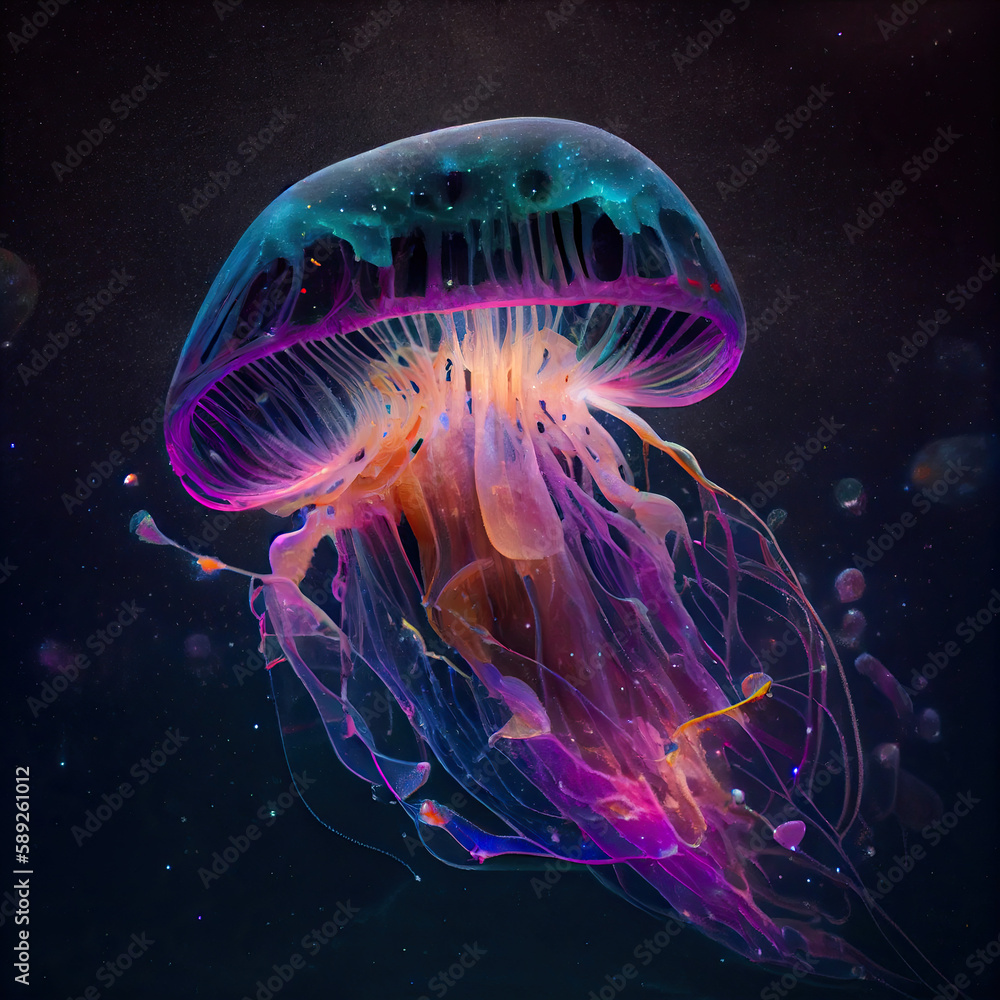 Wall mural a mesmerizing image of a jellyfish and the milky way created using generative ai