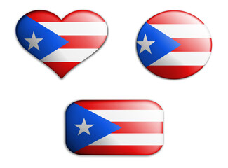 colorful national art flag of puerto rico figures bottoms on a white background . concept collage. 3d illustration