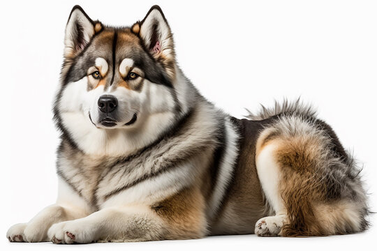 Majestic Alaskan Malamute Dog on a White Background